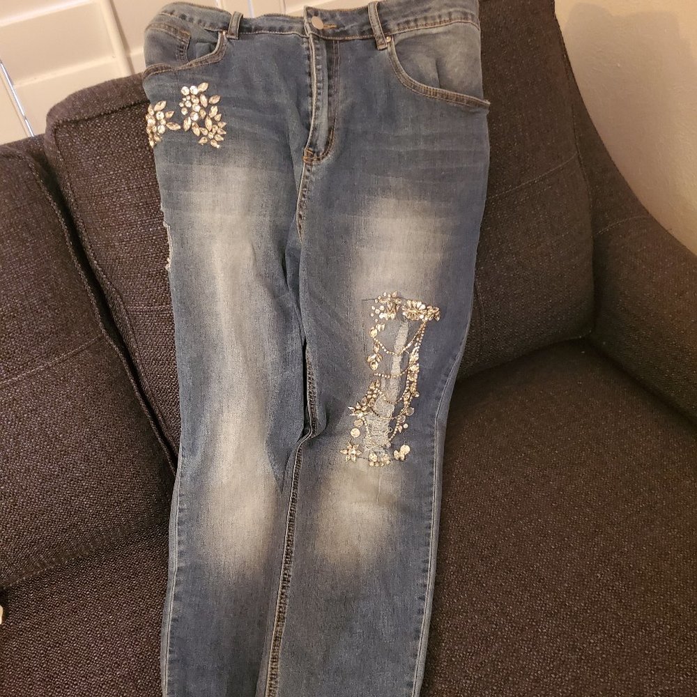 Distressed Bling Jeans
